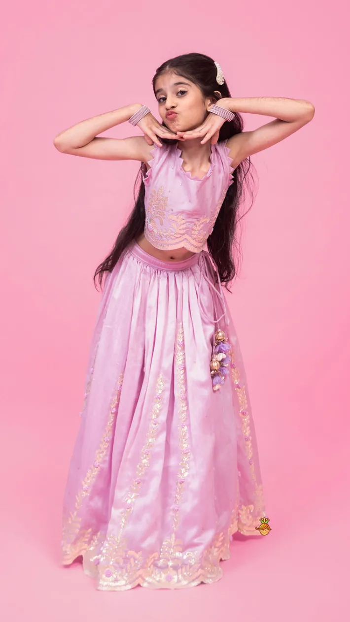 Discount Embroidered Stylish Hem Lavender Top And Pleated Lehenga Ethnic Wear | Lehengas & Ghagras