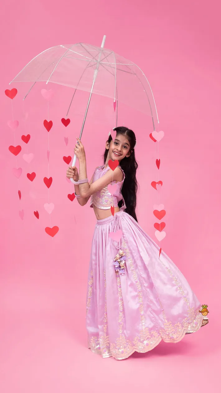 Discount Embroidered Stylish Hem Lavender Top And Pleated Lehenga Ethnic Wear | Lehengas & Ghagras