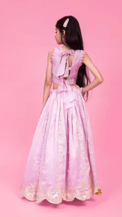 Discount Embroidered Stylish Hem Lavender Top And Pleated Lehenga Ethnic Wear | Lehengas & Ghagras