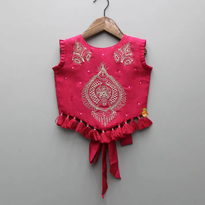 Best Embroidered Stylish Hem Pink Top And Pleated Lehenga Ethnic Wear | Lehengas & Ghagras