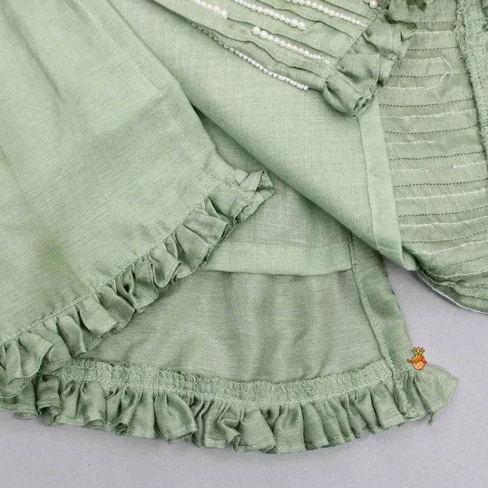New Embroidered Tie Up Straps Kurti And Flared Palazzo Ethnic Wear | Palazzos & Shararas
