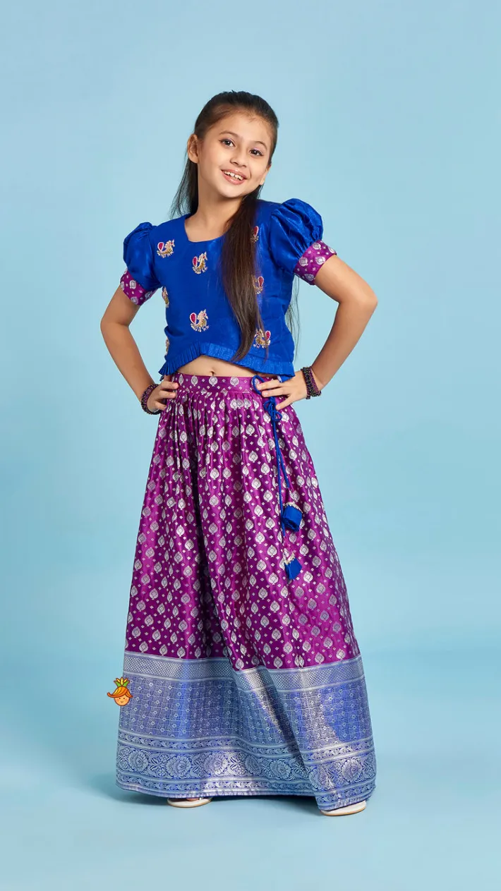 Fashion Embroidered Top And Box Pleated Brocade Lehenga Ethnic Wear | Lehengas & Ghagras