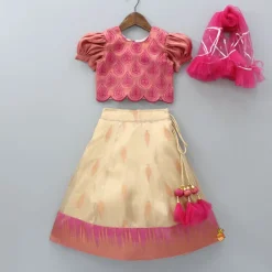 Best Embroidered Top And Lehenga With Net Pink Dupatta Ethnic Wear | Lehengas & Ghagras