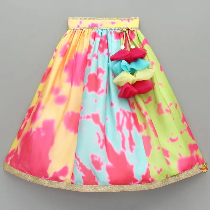 Best Embroidered Top And Printed Multicoloured Lehenga With Dupatta Ethnic Wear | Lehengas & Ghagras