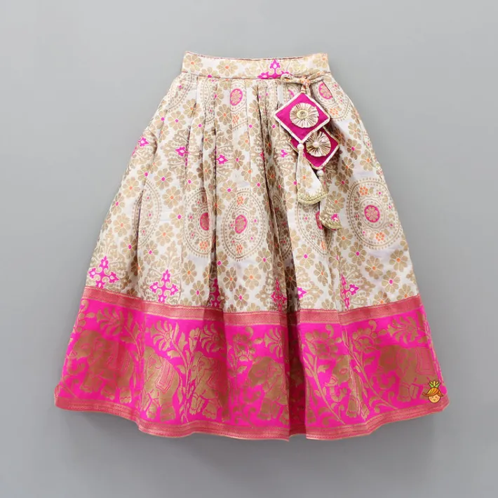 Sale Embroidered Top With Puff Sleeves And Pattu Style Lehenga Ethnic Wear | Lehengas & Ghagras