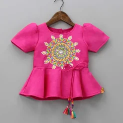 New Embroidered Top With Tie And Dye Dhoti Ethnic Wear | Dhotis & Patialas