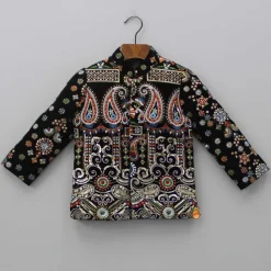 Clearance Embroidered Velvet Black Sherwani With Pant BOY Indian Ethnic Wear | Sherwani Sets