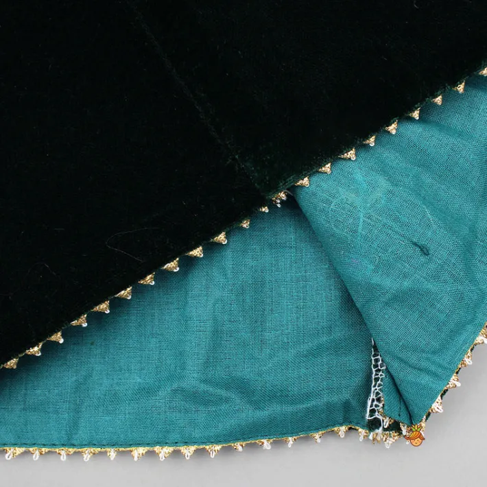 Fashion Embroidered Velvet Green Top And Lehenga Ethnic Wear | Lehengas & Ghagras