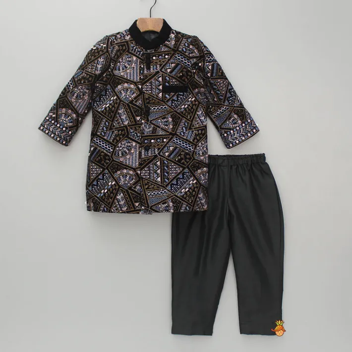 Outlet Embroidered Velvet Sherwani And Pyjama BOY Indian Ethnic Wear | Sherwani Sets