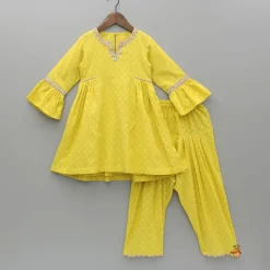 Online Embroidered Yellow Kurti And Salwar With Dupatta Ethnic Wear | Churidars & Salwars