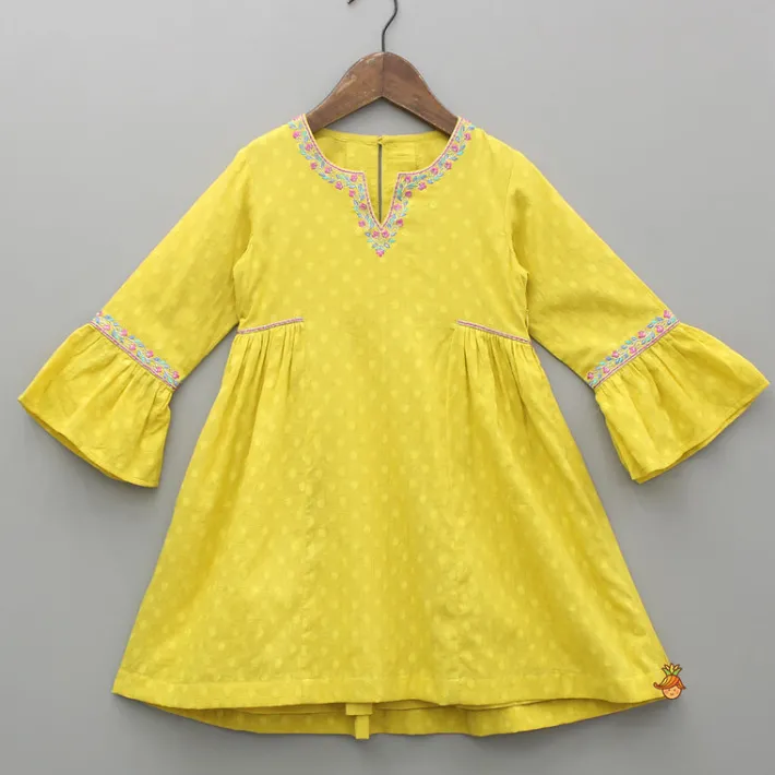 Online Embroidered Yellow Kurti And Salwar With Dupatta Ethnic Wear | Churidars & Salwars