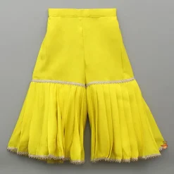 Discount Embroidered Yellow Kurti With Sharara And Dupatta Twinning Sets | Ethnic Wear