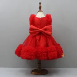 Online Embroidered Yoke Red Dress With Detachable Trial And Bow With Matching Swirled Bowie Headband Dresses & Sets | Dresses