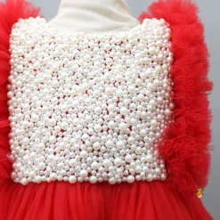 Online Embroidered Yoke Red Dress With Detachable Trial And Bow With Matching Swirled Bowie Headband Dresses & Sets | Dresses
