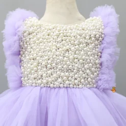 Clearance Embroidered Yoke Ruffle Hem Lavender Dress With Detachable Trail And Matching Head Band Dresses & Sets | Dresses