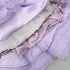 Clearance Embroidered Yoke Ruffle Hem Lavender Dress With Detachable Trail And Matching Head Band Dresses & Sets | Dresses