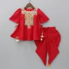 Best Embroidered Yoke Tassels Enhanced Red Kurti And Dhoti Ethnic Wear | Dhotis & Patialas
