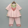 Clearance Embroidered Yoke Tassels Enhanced Pink Kurti And Pant Ethnic Wear | Churidars & Salwars