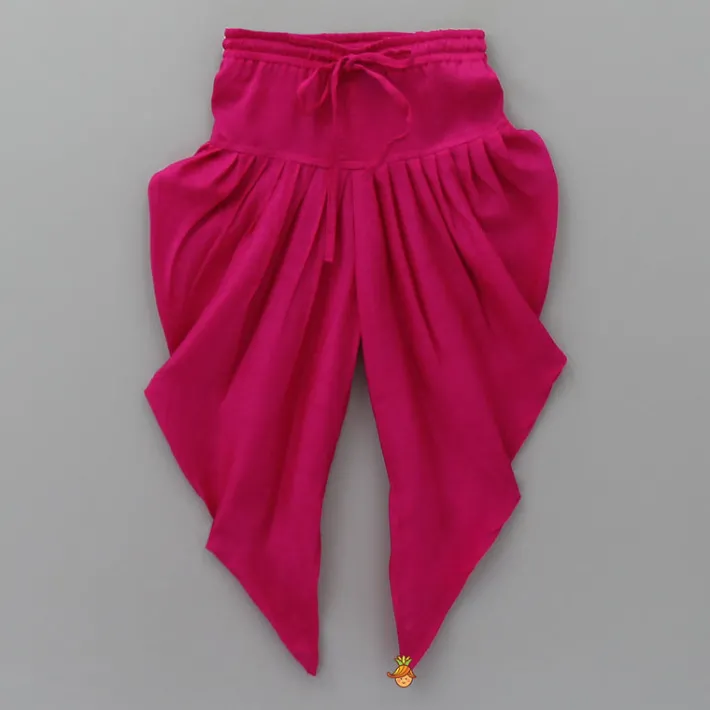 Online Embroidered Yoke Tassels Enhanced Pink Kurti And Dhoti Ethnic Wear | Dhotis & Patialas