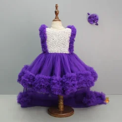 Discount Embroidered Yoke Trail Purple Dress With Detachable Bow And Matching Swirled Bowie Headband Dresses & Sets | Dresses