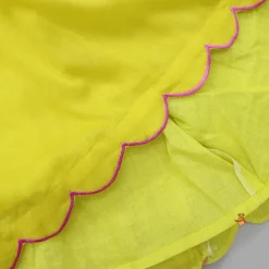 New Embroidered Yoke V Neck Scalloped Green Kurti And Pant Ethnic Wear | Churidars & Salwars