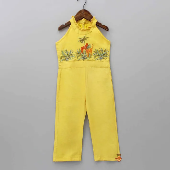 Discount Embroidered Yoke Yellow Jumpsuit Dresses & Sets | Jumpsuits
