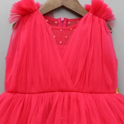 Sale Enchanting Crimson Red Gathered Dress With Hair Clip Dresses & Sets | Dresses