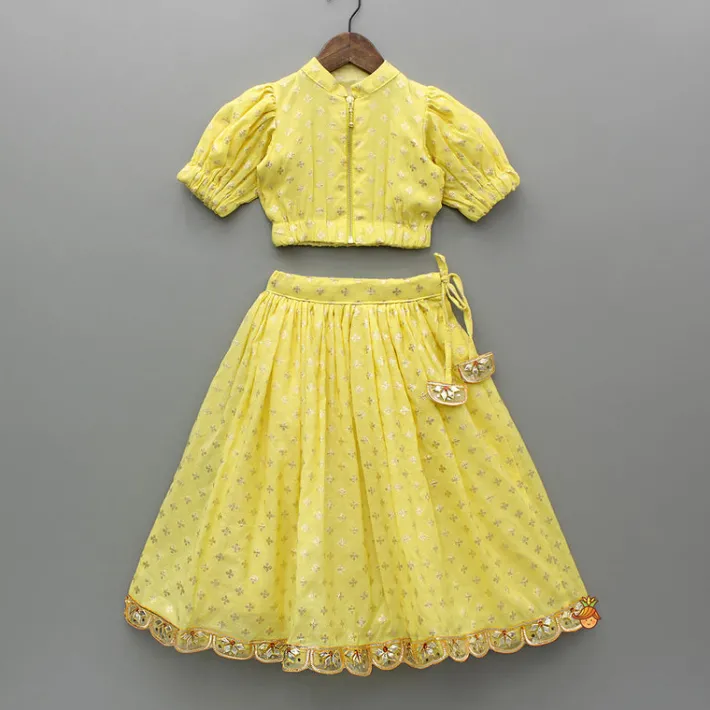 Hot Ethnic Embroidered Yellow Top And Lehenga Ethnic Wear | Lehengas & Ghagras