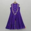 Clearance Ethnic Floral Sequins Flowy Violet Jumpsuit Ethnic Wear