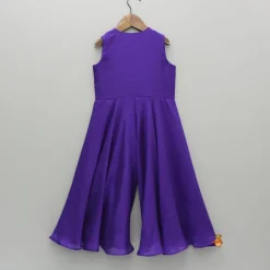 Clearance Ethnic Floral Sequins Flowy Violet Jumpsuit Ethnic Wear