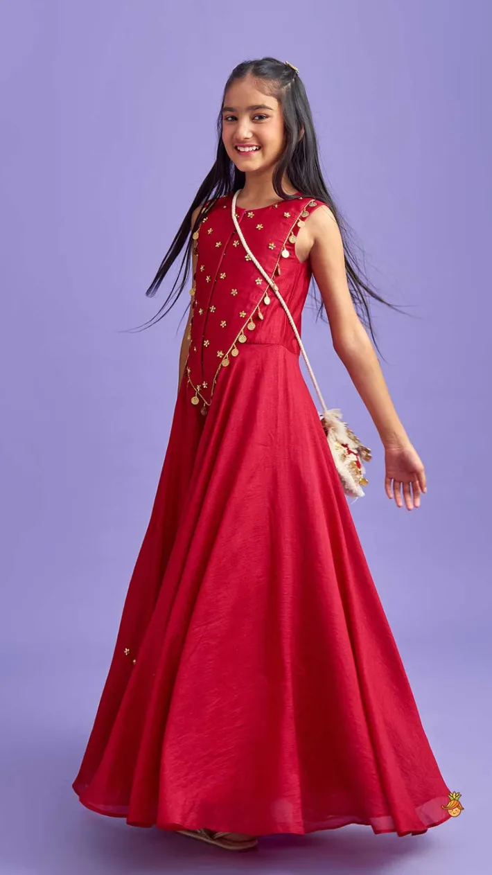 New Ethnic Floral Sequins Work Flowy Jumpsuit Ethnic Wear