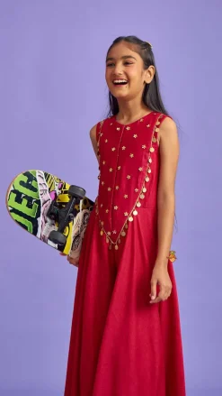 New Ethnic Floral Sequins Work Flowy Jumpsuit Ethnic Wear