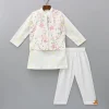 Sale Ethnic Ivory Kurta And Pyjama With Floral Printed Jacket BOY Indian Ethnic Wear | Ethnic Sets