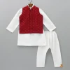 Best Ethnic Kurta With Booti Embroidered Red Jacket And Pyjama BOY Indian Ethnic Wear | Ethnic Sets