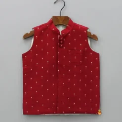 Best Ethnic Kurta With Booti Embroidered Red Jacket And Pyjama BOY Indian Ethnic Wear | Ethnic Sets