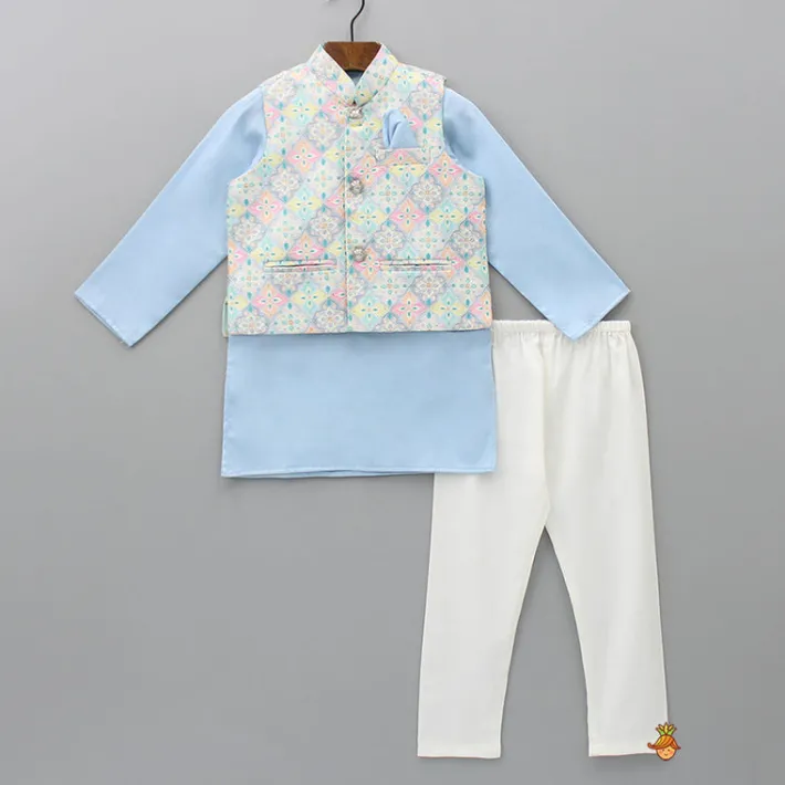 Online Ethnic Kurta With Exquisite Sequins Work Jacket And Pyjama BOY Indian Ethnic Wear | Ethnic Sets