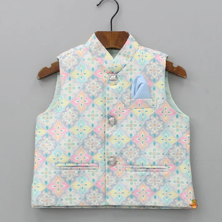 Online Ethnic Kurta With Exquisite Sequins Work Jacket And Pyjama BOY Indian Ethnic Wear | Ethnic Sets