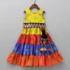 Sale Ethnic Multicolour Bandhani Printed Tiered Kurti With Waist Bag Twinning Sets | Ethnic Wear