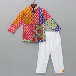 Sale Ethnic Multicolour Printed Kurta With Pyjama BOY Twinning Sets | Indian Ethnic Wear