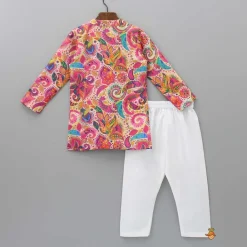 Discount Ethnic Multicolour Printed Kurta And White Pyjama BOY Indian Ethnic Wear | Ethnic Sets