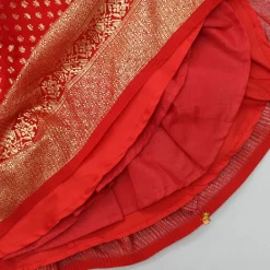 Clearance Ethnic Pleated Georgette Red Dress With Puffed Sleeves Jacket Ethnic Wear | Kurtis & Jumpsuits
