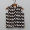 Discount Ethnic Printed Black Sleeveless Jacket BOY Indian Ethnic Wear | Ethnic Jackets