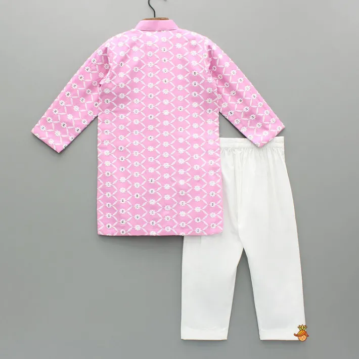 Discount Ethnic Sequins And Thread Embroidered Pink Kurta With Pyjama BOY Indian Ethnic Wear | Ethnic Sets