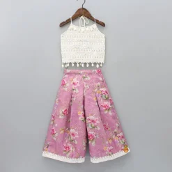 Clearance Exquisite Abhla Work Top And Pink Palazzo Ethnic Wear | Palazzos & Shararas