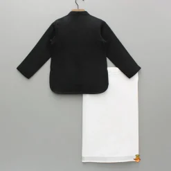 New Exquisite Black Kurta And Velcro Wrap Lungi BOY Twinning Sets | Indian Ethnic Wear