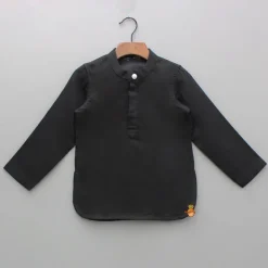 New Exquisite Black Kurta And Velcro Wrap Lungi BOY Twinning Sets | Indian Ethnic Wear