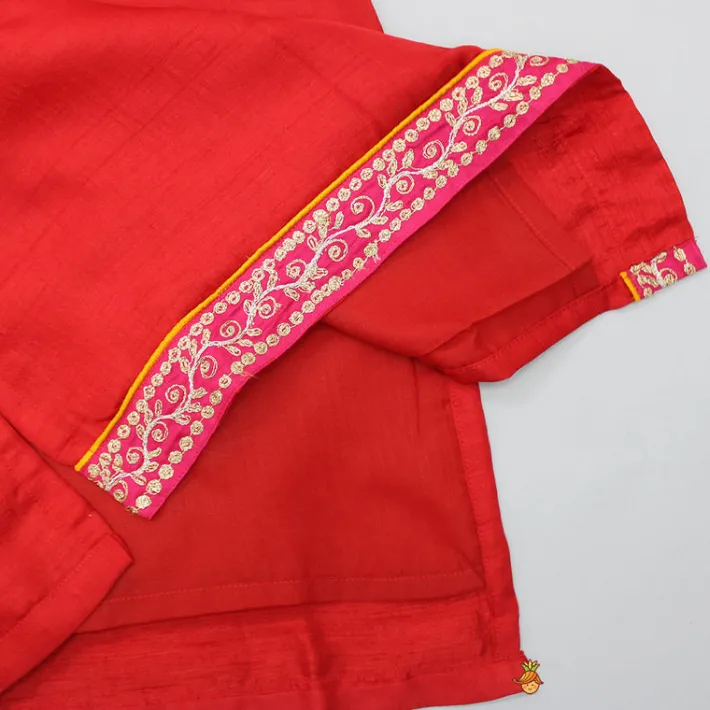 Discount Exquisite Embroidered Red Kurti And Tulip Pant With Dupatta Ethnic Wear | Dhotis & Patialas