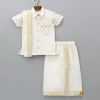 Online Exquisite Off White Shirt And Stitched Lungi With Shawl BOY Indian Ethnic Wear | Ethnic Sets