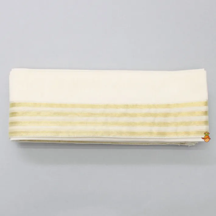 Online Exquisite Off White Shirt And Stitched Lungi With Shawl BOY Indian Ethnic Wear | Ethnic Sets