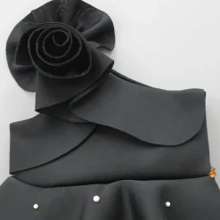 Sale Exquisite Pearls And Rose Embellished Frilly Black Scuba Dress Dresses & Sets | Dresses